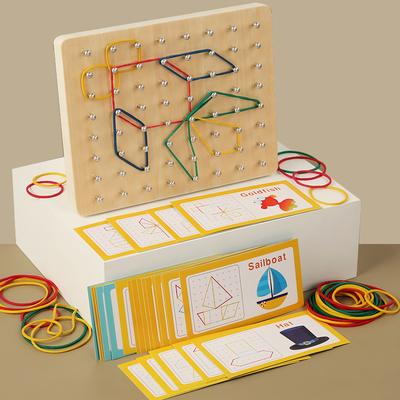 Tablica z kołkami dla dzieci Drewniana Edukacja Montessori Matematyczna Manipulacyjna Kostka Geometryczna Tablica z Kołkami Zdolności Manualne Puzzle Sensoryczna Zabawka
