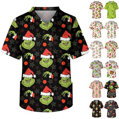 Men's Casual Short-Sleeved V-Neck Printed Front Pocket Top