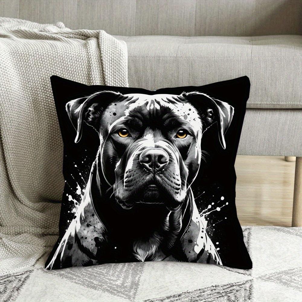Double Sided Vintage Staffordshire Bull Terrier Dog Print Soft Throw Pillow Cover For Home And Sofa Decoration