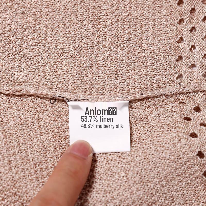 Anlom Women's Mulberry Silk Blend Short Sleeve Round Neck Knitted Top