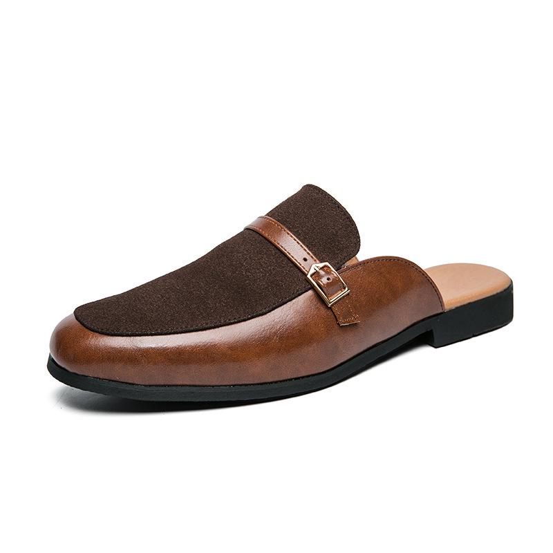 Men's British Style Leather Slip-On Business Slippers
