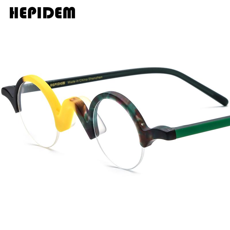 FONEX HEPIDEM Acetate Eyeglasses Frame Men New Round Brand Design Glasses Women Retro Vintage Eyewear Japanese Spectacles 9356