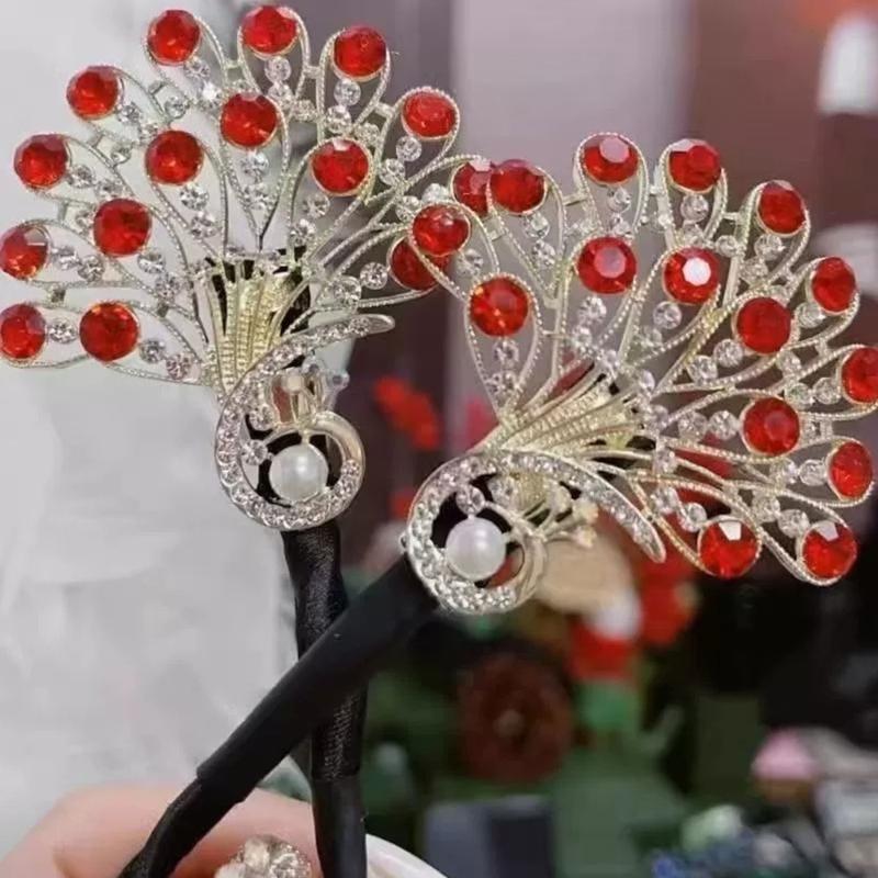 Peacocks Shaped Hairpin Strong Grip Alloy Materials For Gym Party Quick Hairstyling