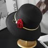 Elegant Temperament, Rose grass Woven Sun Hat, Fisherman's Hat, Children's 2025 Spring New Wide Brimmed Face Covering Hat