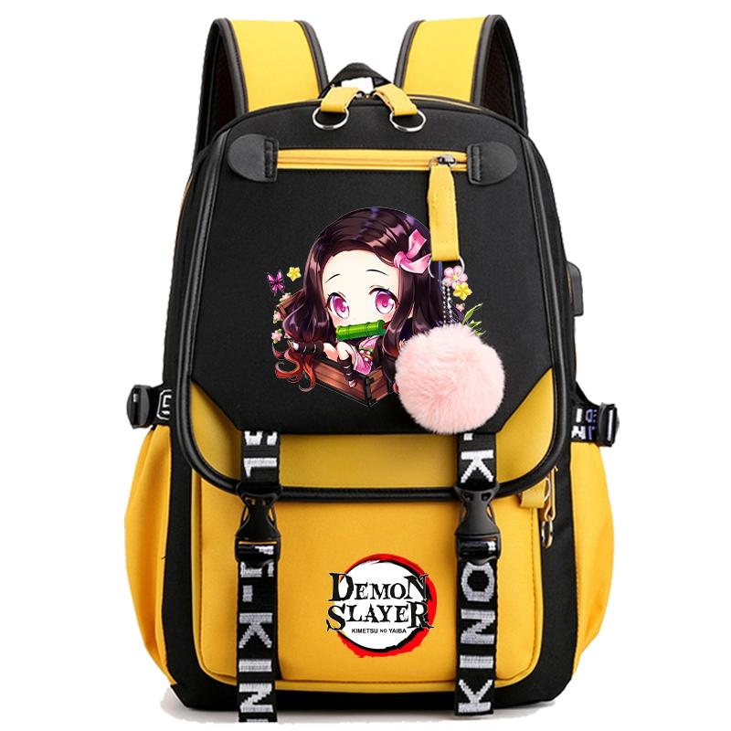 Anime Demon Slayer Backpack for Women Canvas Laptop Bag Back To Schoolbag for Teenager Girl Boy Schoolbag Men Women Travel Bag