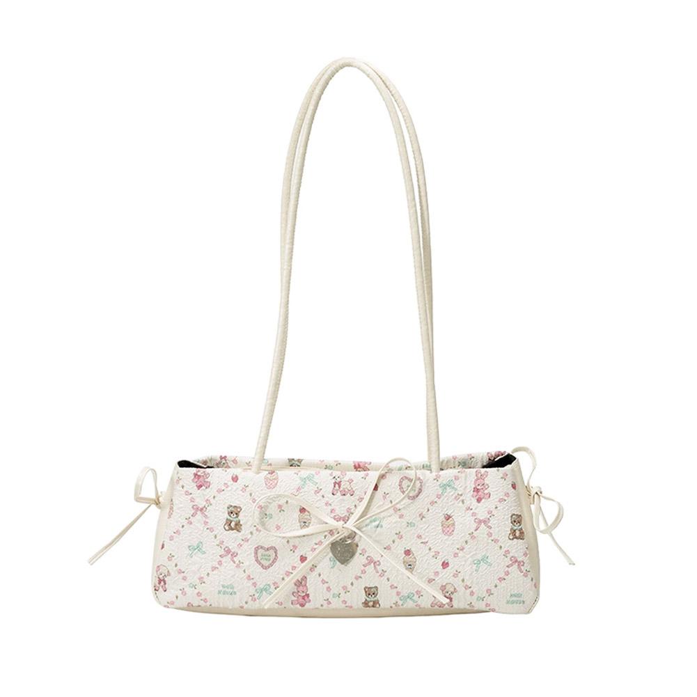 

Сладкий бант Женская сумка через плечо Модная сумка-багет с мультяшным принтом Универсальная ручная сумка Сумка на одно плечо Сумка для通勤