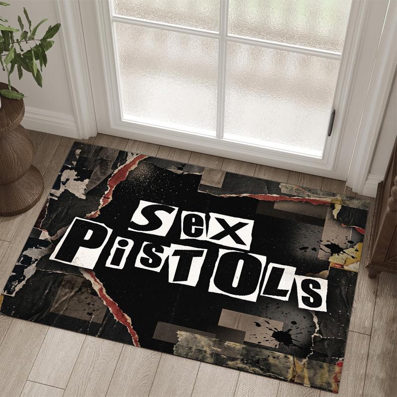 Sex Pistols Design Crystal Velvet Carpet Cozy Non?Slip Printed Rug For Bedroom Living Room Entrance