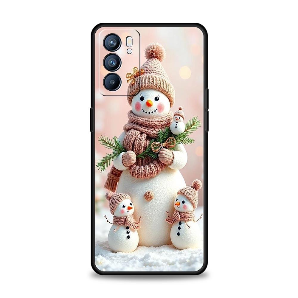 Christmas Snowman Phone Case For Oppo A17 A31 A54 A57 A78 A79 A98 Find X5 X6 Reno 6 7 8 10 11 12 13 F Pro 5G Soft TPU Cover Bags