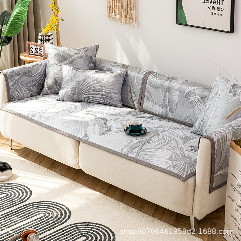 Sofa Cushion Summer Mat Non-Slip Ice Silk Rattan Mat Summer Living Room Cool Cushion Sofa Cover Cover Cloth