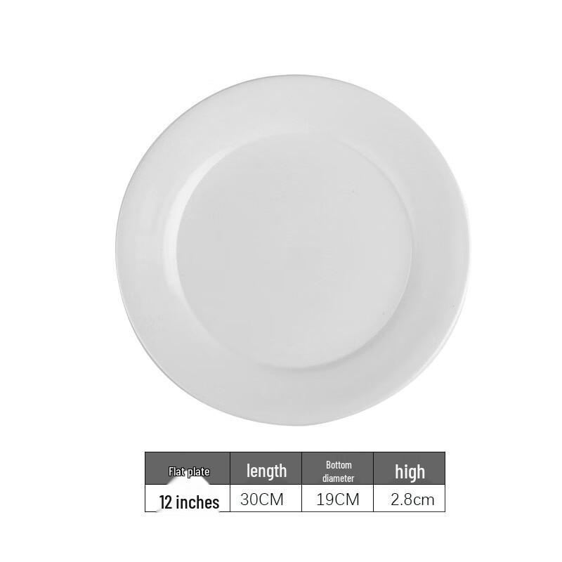 

Ice White Ceramic Round Flat Dinner Plate