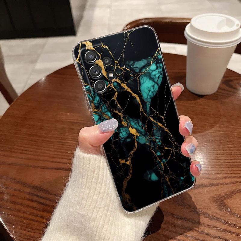 Watercolor Abstract Marble Pattern Clear Phone Case For Samsung Galaxy A56 A57 A37 A55 A54 A36 A35 A26 A16 A17 A07 A52 A34 Cover