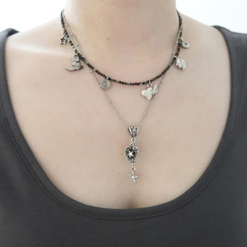 821WEBSERVICE vintage two star necklace