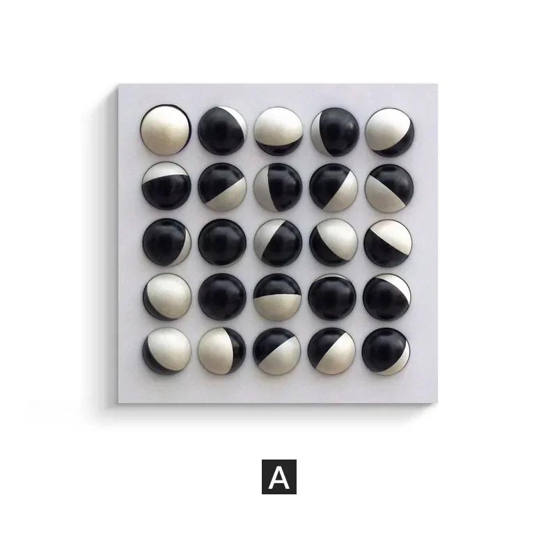 

Чорно-білі сфери Декоративні картини 3D Рельєфні Настінні Підвісні Прикраси Вітальня Фон Дисплей Настінна Декорація 20x20cm