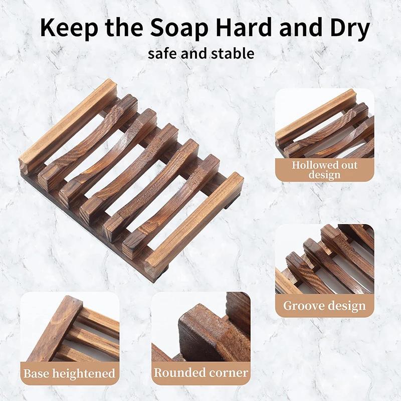 Wooden Natural Bamboo Soap Dishes Tray Holder Draining Box Storage Soap Rack Portable Shower Bathroom Soap Dish Storage Tray
