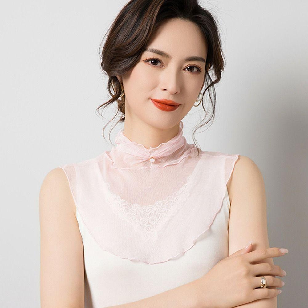 Breathable Silk Mesh Scarf Windproof Sun Protection Scarf New Fake Collar Scarf Women