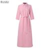 ZANZEA Women Casual Turn Down Collar Loose Long Sleeve Shirt Dress