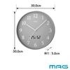MAG Wall with Thermometer and Interior Nighttime Stop Second Noah Precision Clock, Analog, Radio-Controlled, Hygrometer, Stylish, Cute, Simple,