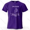 I'm Fine Funny Printed Men's T-Shirt 100% Cotton Oversized Minimalist Cartoon Graphic Tees for Women Tops Tees Streetwear