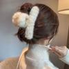 Autumn Winter Fuzzy Hair Claw Women Large Plush Shark Clip Back Head Hair Grab Ladies Elegant Premium Daily Hair Accessories