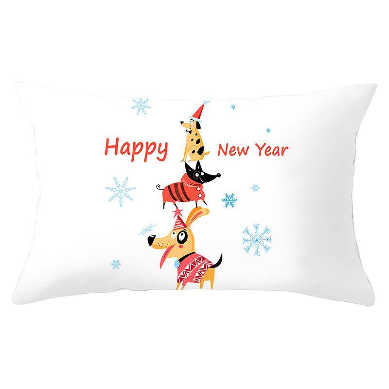 New Christmas Peach Skin Lumbar Pillowcase Cartoon Print Series Sofa Cushion Cover Throw Pillow Cover