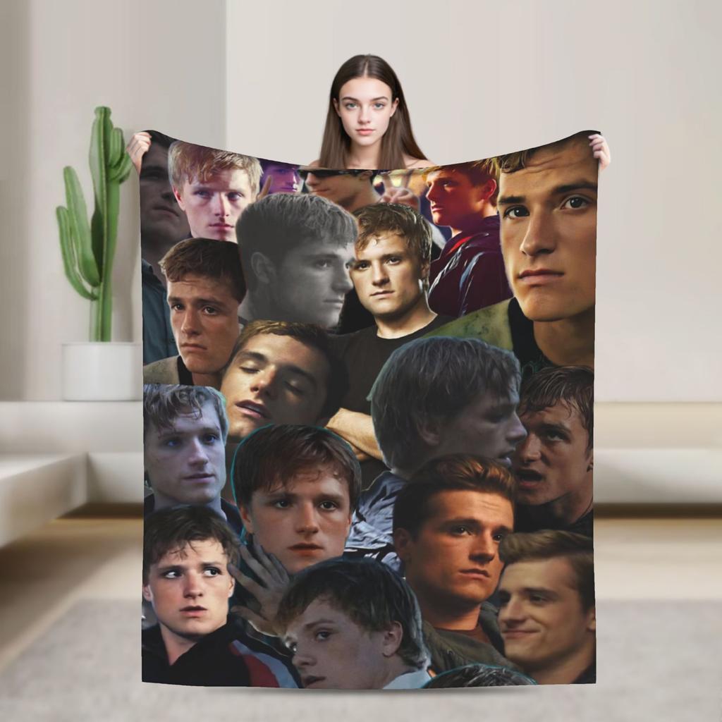 Hunger Games Peeta Mellark Blanket Cover Flannel Josh Hutcherson Lightweight Thin Throw Blanket for Sofa Couch Quilt Portable