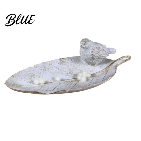 Decorative Entrance Tray Elegant Bird Leaf Shaped Trinket Dish Resin Jewelry Tray Vintage Gold Ring Unique Feather Ornament Holder for Nightstand