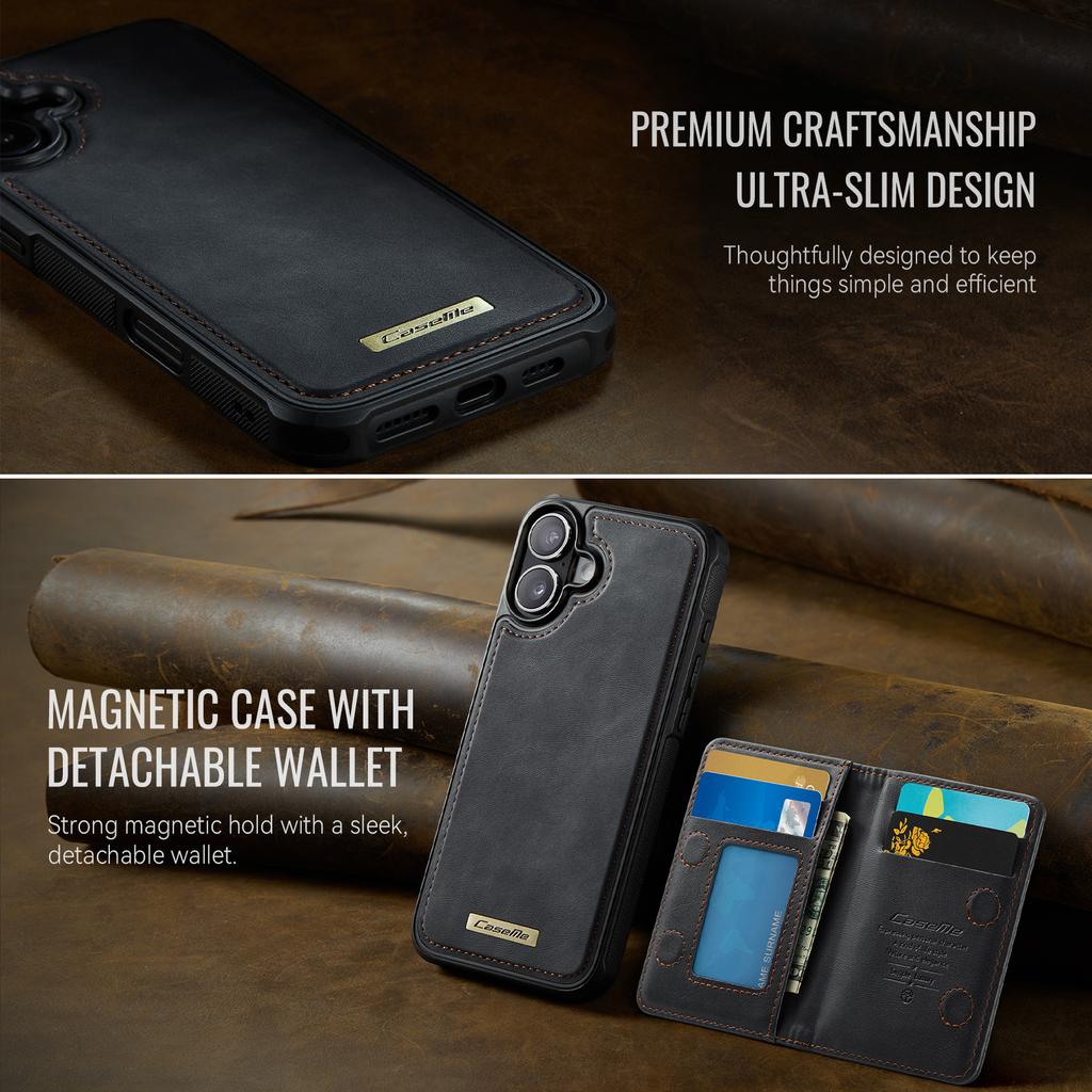 CASEME ME80 Series For iPhone 17 Magnetic Case Leather PC TPU Phone Cover with Detachable Wallet