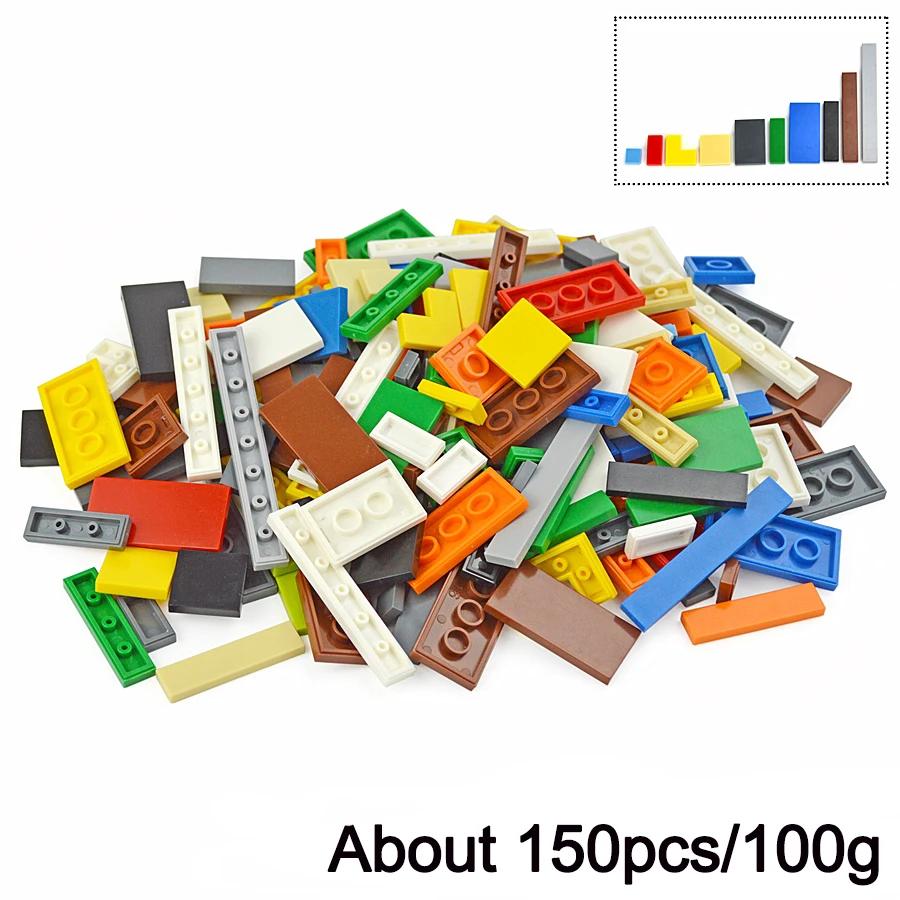 150PCS City Thin Bricks Multicolour DIY Model Smooth Thin Building Blocks Toy Parts Bulk Figures Educational Children Toys Gift