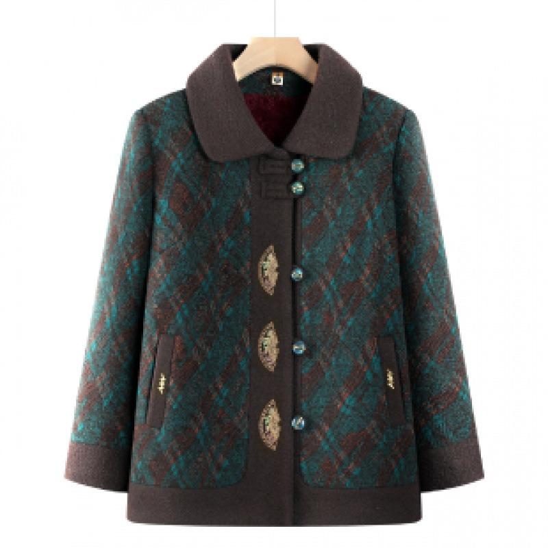 Middle-aged elderly new grandma winter woolen coat plush old lady clothes thickened mother top