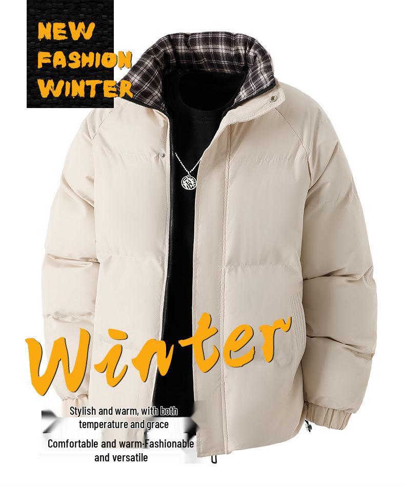 Herren Floral-Karo Knopfleistenjacke - Verdickt, Warme Baumwolle, Locker Übergröße, Hong Kong Stil Oberbekleidung für Herbst und Winter