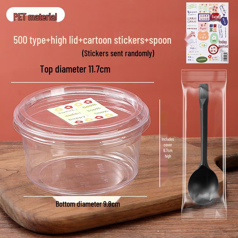 

Одноразовые пластиковые десертные пиалы с крышками, ложками и наклейками - 50 наборов