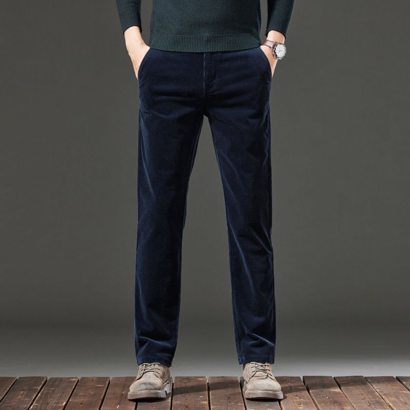 High-End Business Casual Stretch Corduroy Dad Pants for Men, New Autumn and Winter Thickened Long Pants for Middle-Aged Men