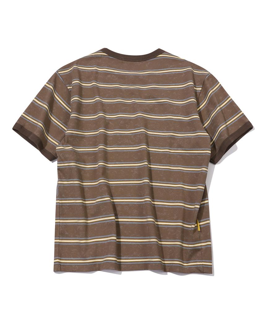 MAINBOOTH Rough Star Stripe T-Shirt(Brown)