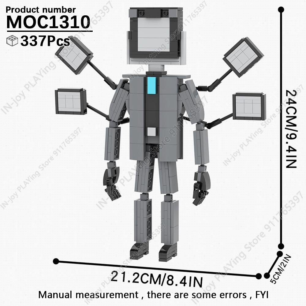 MOOXI Set di Figure Skibidi Toilet Man TvMan Cameraman Speakerman Blocchi da Costruzione Modello MOC Mattoncini Giocattoli per Adulti Bambini Regalo di Compleanno