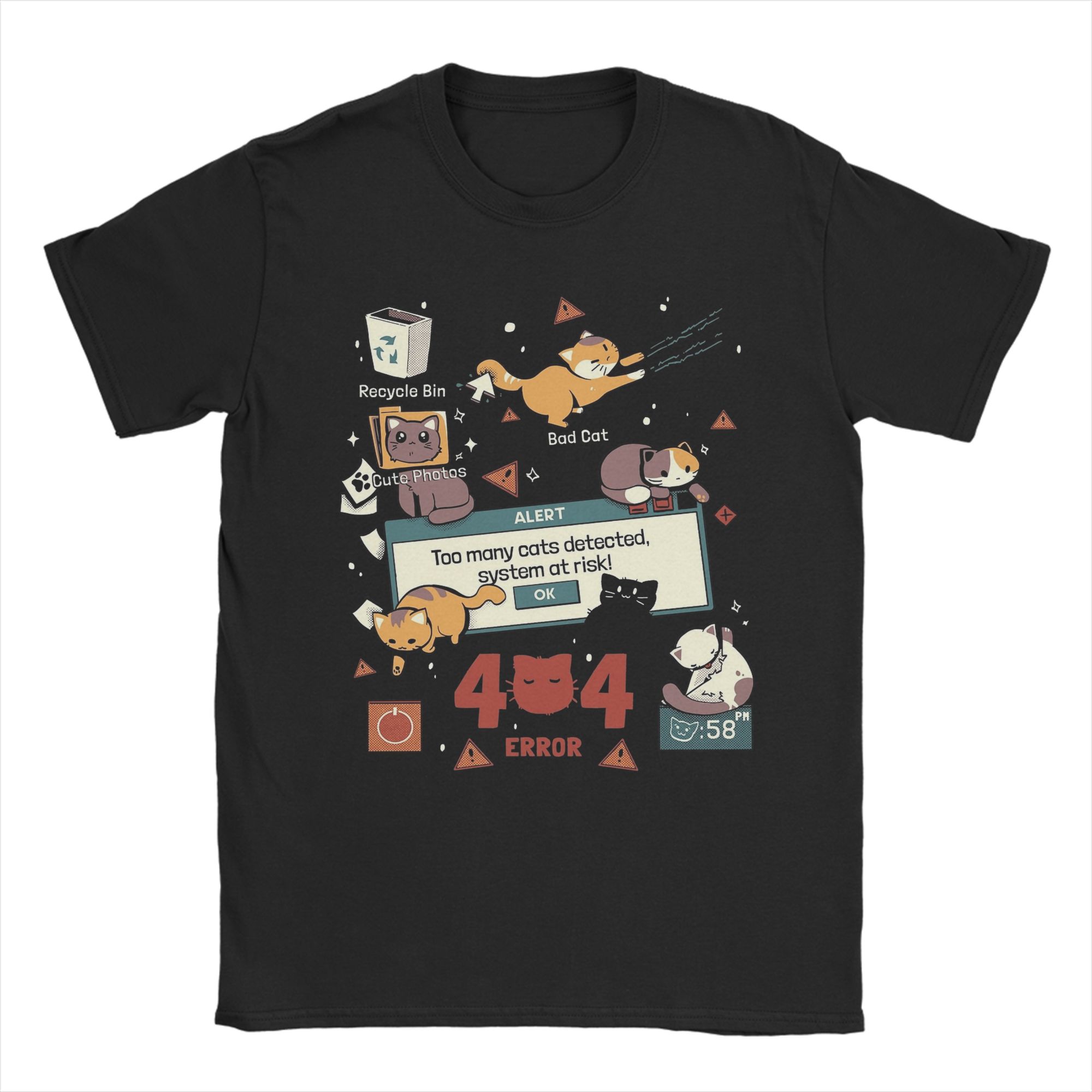 

Men Too Many Cats Alert Playing Computer T Shirts 100% Cotton Clothing Casual Short Sleeve Crew Neck Tee Shirt Party T-Shirt 5XL різнокольоровий