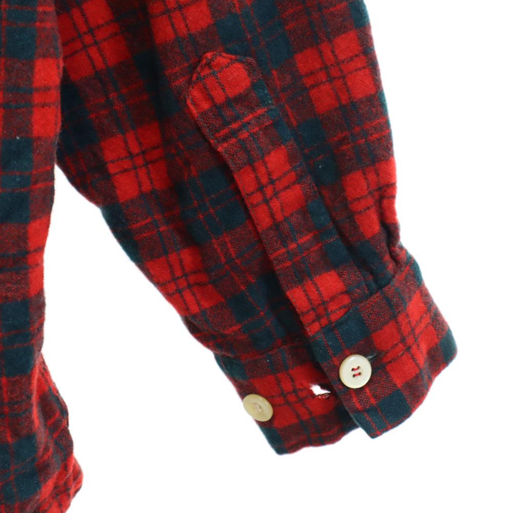 Congress 50s 60s Vintage Made In England Check Pattern Long Sleeve Open Color Flannel Shirt Men's Used