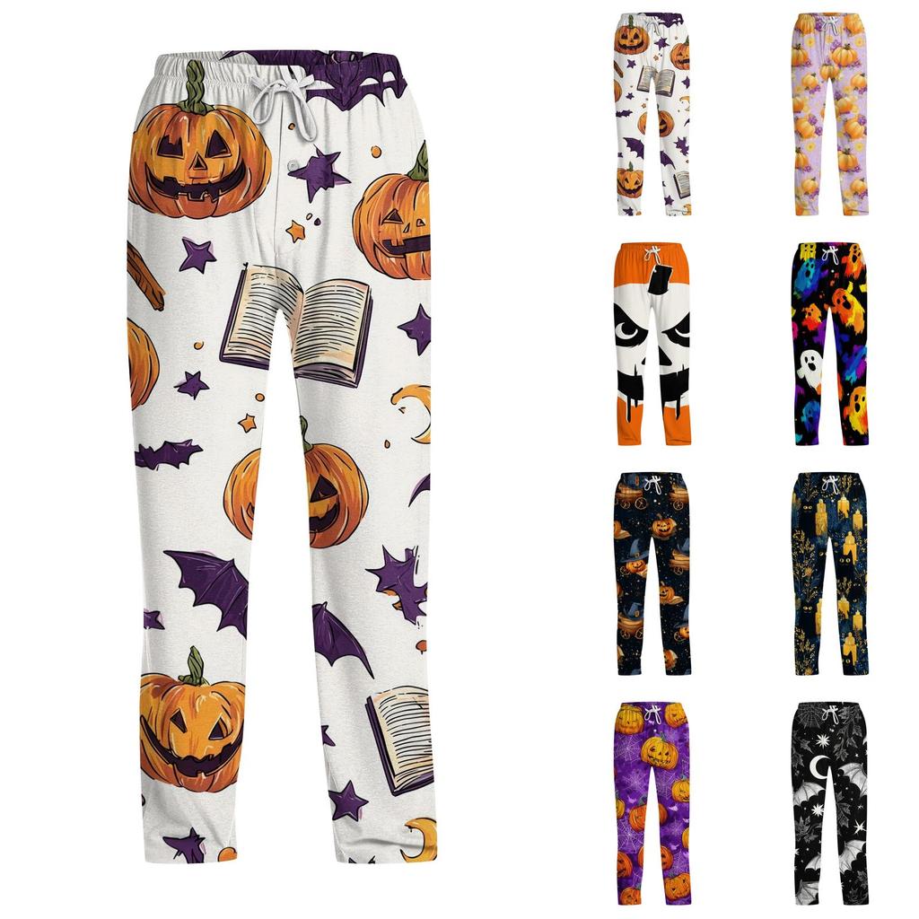 Men's Halloween Print Drawstring Pants Casual Lounge Sleepwear Bottoms with Elastic Waist and Relaxed Fit Suitable for Indoor and Outdoor Wear