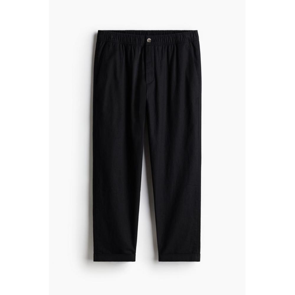 H M Regular Fit Linen Blend Pants Black
