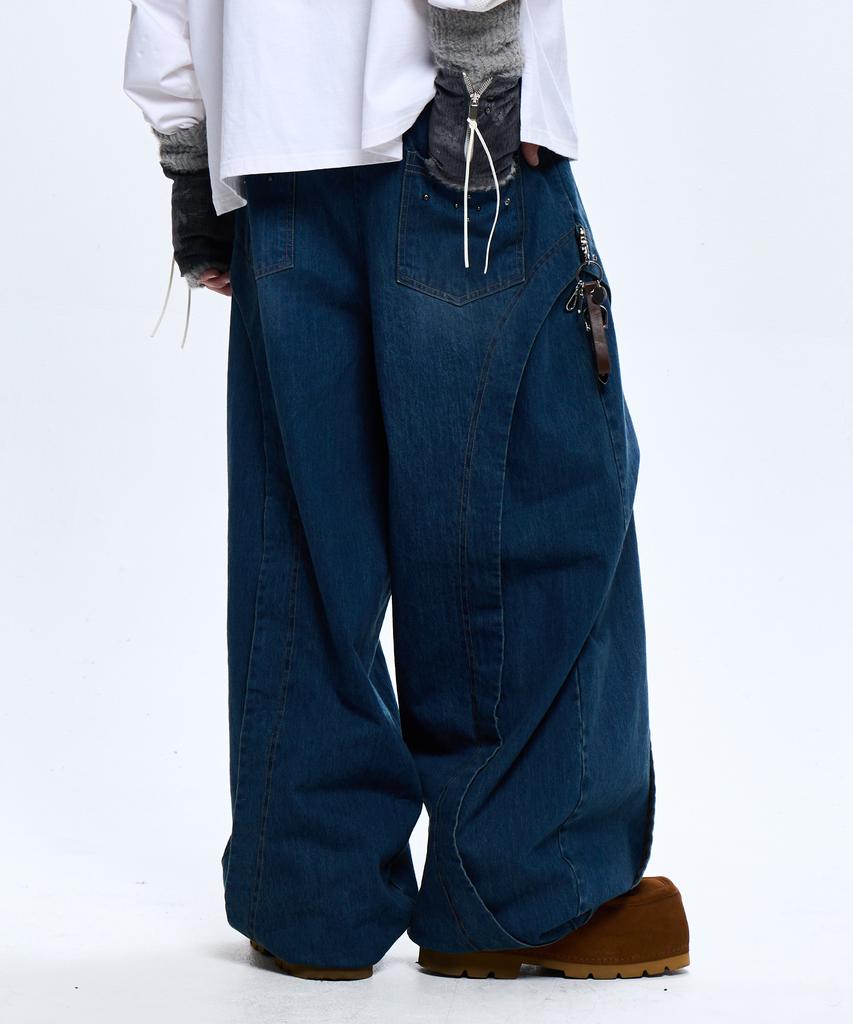Aleseueseussi Rivet Balloon Denim Pants - Denim