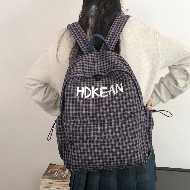 Junior School Bag Women's Check Backpack College Style Travel Backpack