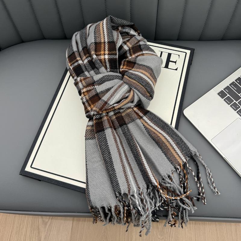 New Korean Atmosphere Premium Plaid Scarf Female Autumn and Winter Student Couple Warm Scarf Male