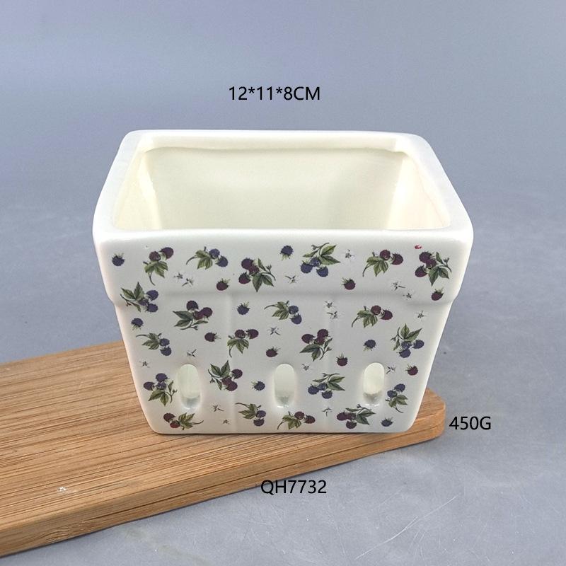 Скандинавская керамическая дренажная квадратная миска для слива, полая миска для салата и фруктов, тарелка для фруктов с дренажем, посуда, домашняя тарелка особой формы