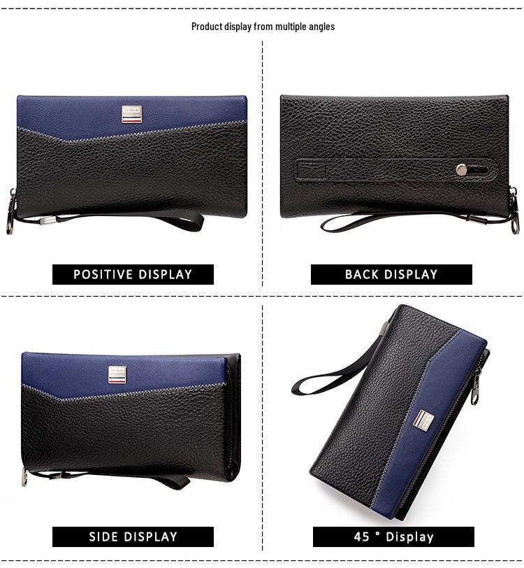 Men's Cross-Border Patchwork Creative Wristlet: Minimalist Business Clutch with Large Capacity for Mobile Devices.