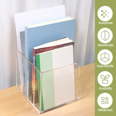 Stylish Acrylic Desk Organizer 4 Vertical Compartments Clear Acrylic File Organizer for Home Office School Classroom Bookstore
