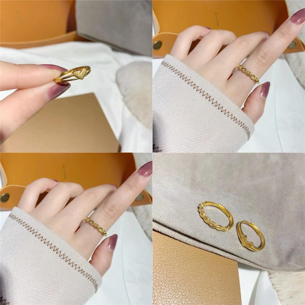 Eleganter Verstellbarer Herzdesign Verdrehter Ring Exquisiter Vergoldeter Kupfer Schmuck