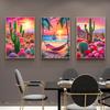Cactus Sailboat Sunset 5D DIY Diamond Painting Kit Landscape Full Diamond Mosaic Cross Stitch Kit Room Decoration Gift