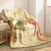 Cozy Cat & Floral Print Flannel Blanket Soft AllSeason Throw for Living Room Room or Garden 2D Flat Design with Pink Roses & Green