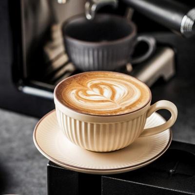 Elegant European Latte Art Ceramic Cup with Tray - Slightly Flawed Clearance