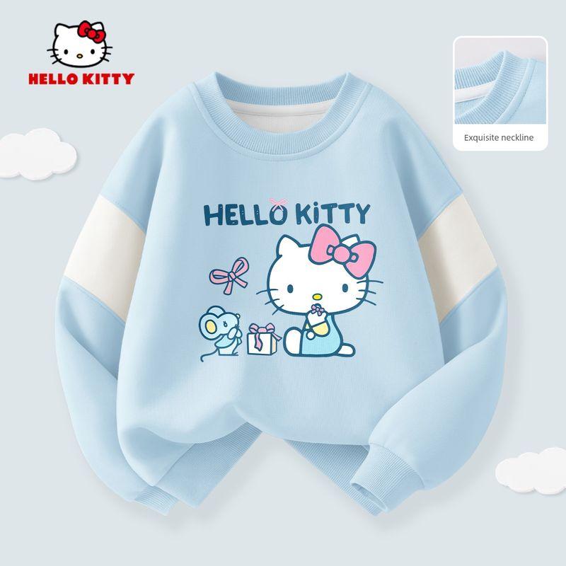 Hellokitty Girls  Sweatshirt Set, Spring and Autumn Style, Fashionable Children s Spring Clothes, Casual Girls  Sweatpants Tiai Pudding Blue 160 cm