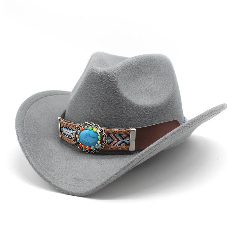 2022 Ethnischer Stil Cowboy-Zylinderhut, Gewellter Filzhut, Amerikanischer Western Outdoor Reithut, Cowboyhüte für Damen und Herren